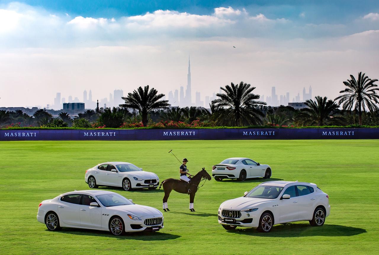 La Martina Polo Tour — polo player on the field with the Dubai skyline